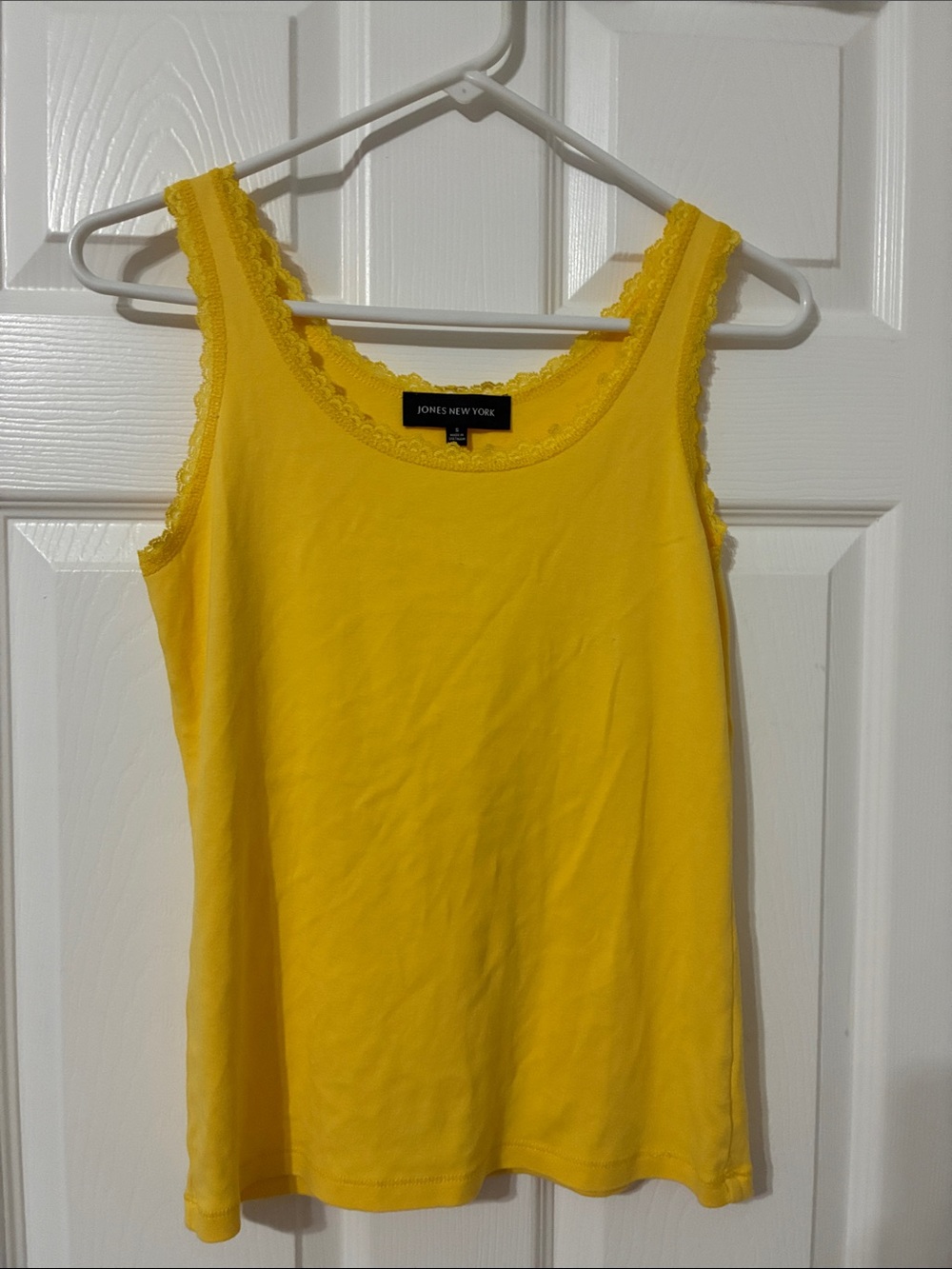 Jones New York Bright Yellow Lace Trim Tank Top  - Small